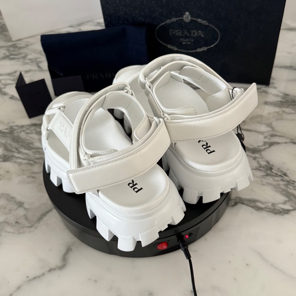 Prada 2x3077 Nappa Sport White Leather Men\'s Sandal, US 10.5 (UK-9.5)‎ main image 16